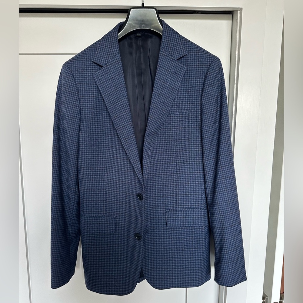 Bonobos blazer in blue check, wool, size 38R, slim, fully lined